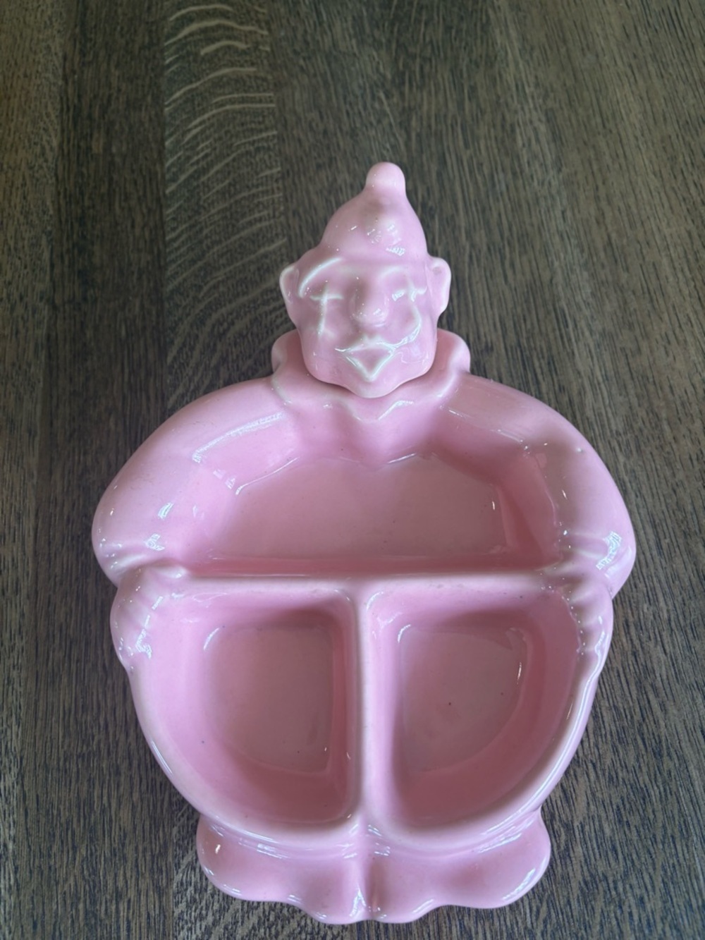 Vintage Hankscraft Pink Clown Baby Food Warmer Dish Divided Bowl